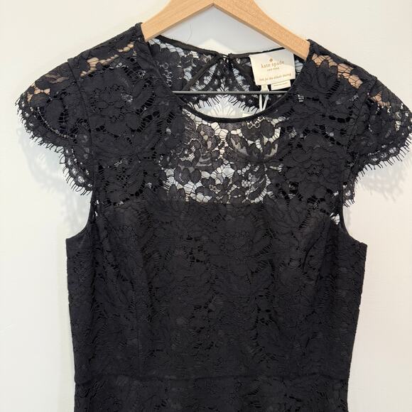 Kate Spade Black Lace Open-Back Fit & Flare Dress Size 10 Black NWT - Picture 5 of 14